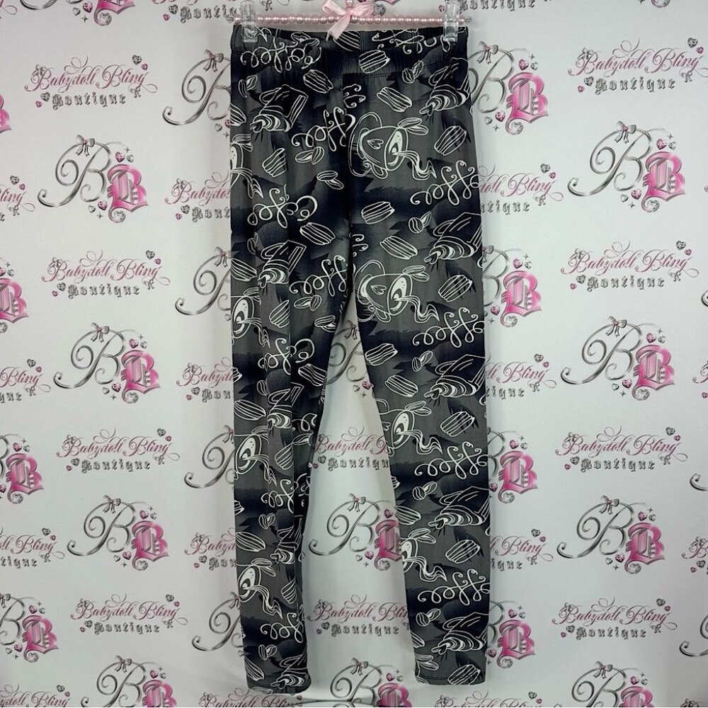 Just cozy Leggings tights coffee lover Stylish grey Black and White Leggings